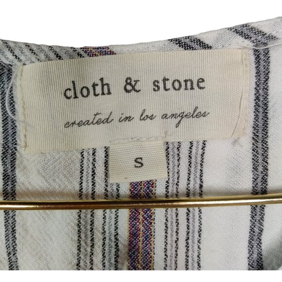 Anthropologie Cloth & Stone Linen Blend T-Shirt Dress Tunic Button Back - Picture 8 of 10